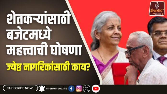 शेतकऱ्यांसाठी बजेटमध्ये महत्त्वाची घोषणा,ज्येष्ठ नागरिकांसाठी काय